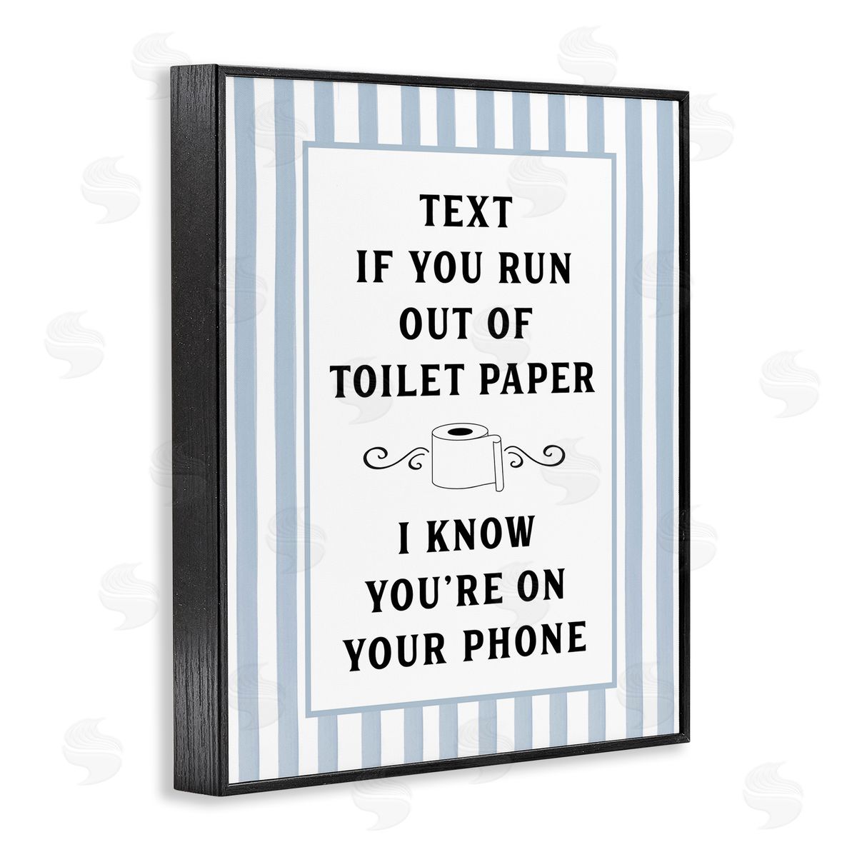 Lettered and Lined Text For Toilet Paper Stripes Canvas Wall Art Print