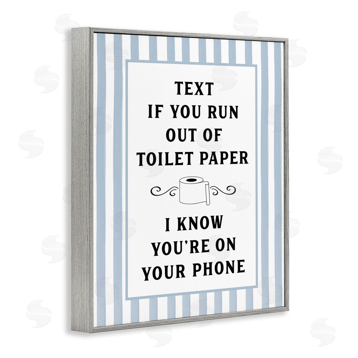 Lettered and Lined Text For Toilet Paper Stripes Canvas Wall Art Print