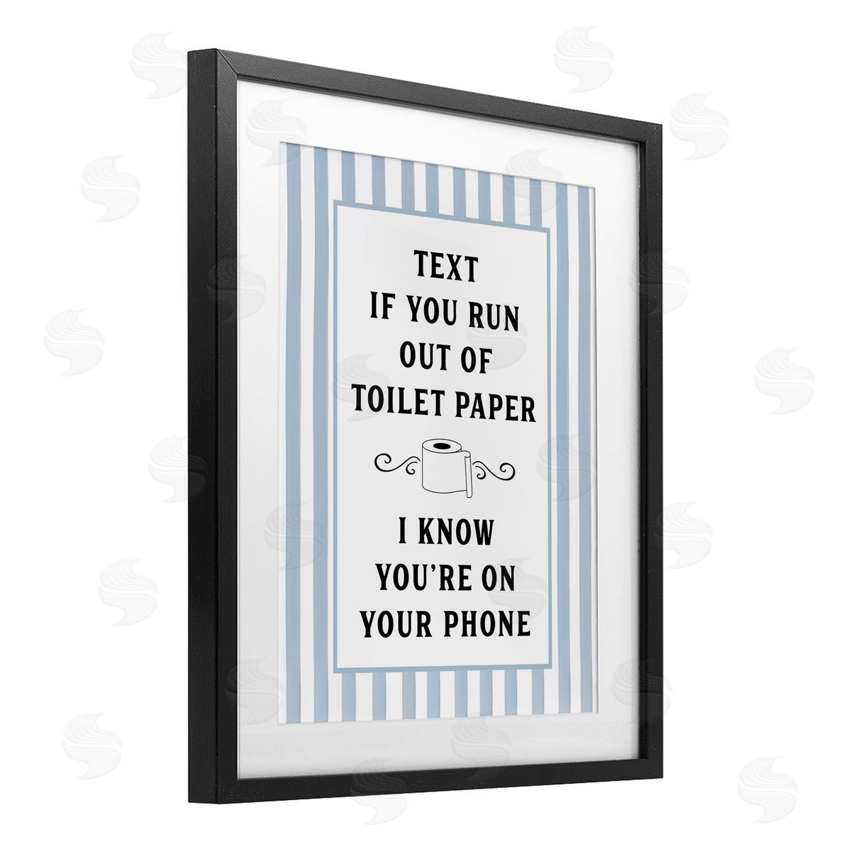 Lettered and Lined Text For Toilet Paper Stripes Canvas Wall Art Print