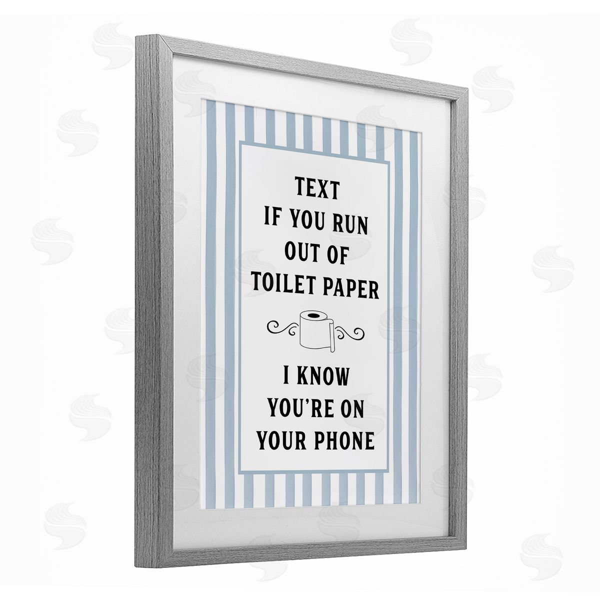 Lettered and Lined Text For Toilet Paper Stripes Canvas Wall Art Print