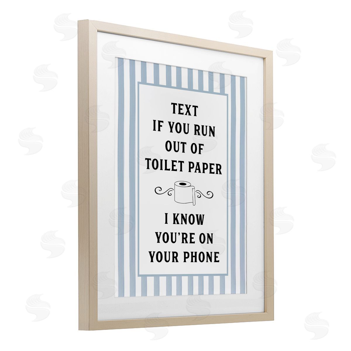 Lettered and Lined Text For Toilet Paper Stripes Canvas Wall Art Print