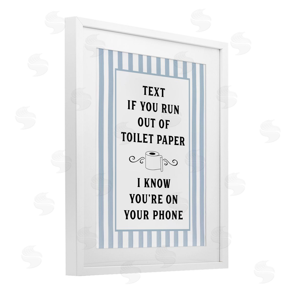 Lettered and Lined Text For Toilet Paper Stripes Canvas Wall Art Print