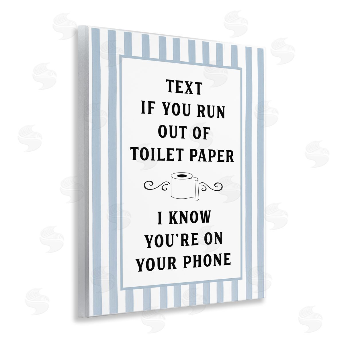 Lettered and Lined Text For Toilet Paper Stripes Canvas Wall Art Print