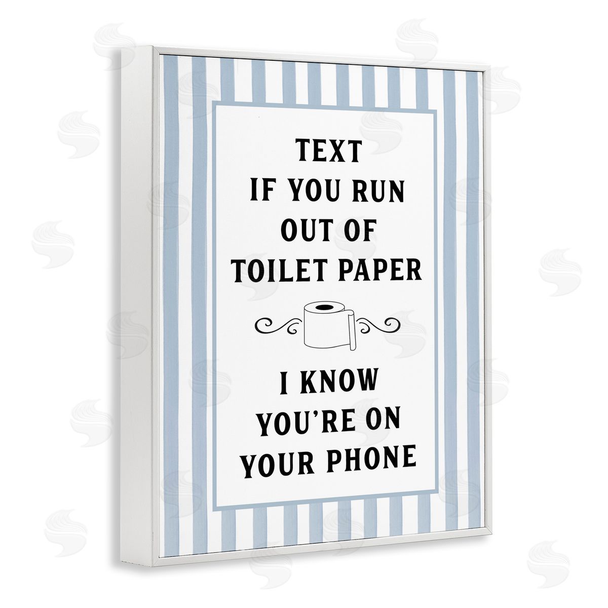 Lettered and Lined Text For Toilet Paper Stripes Canvas Wall Art Print