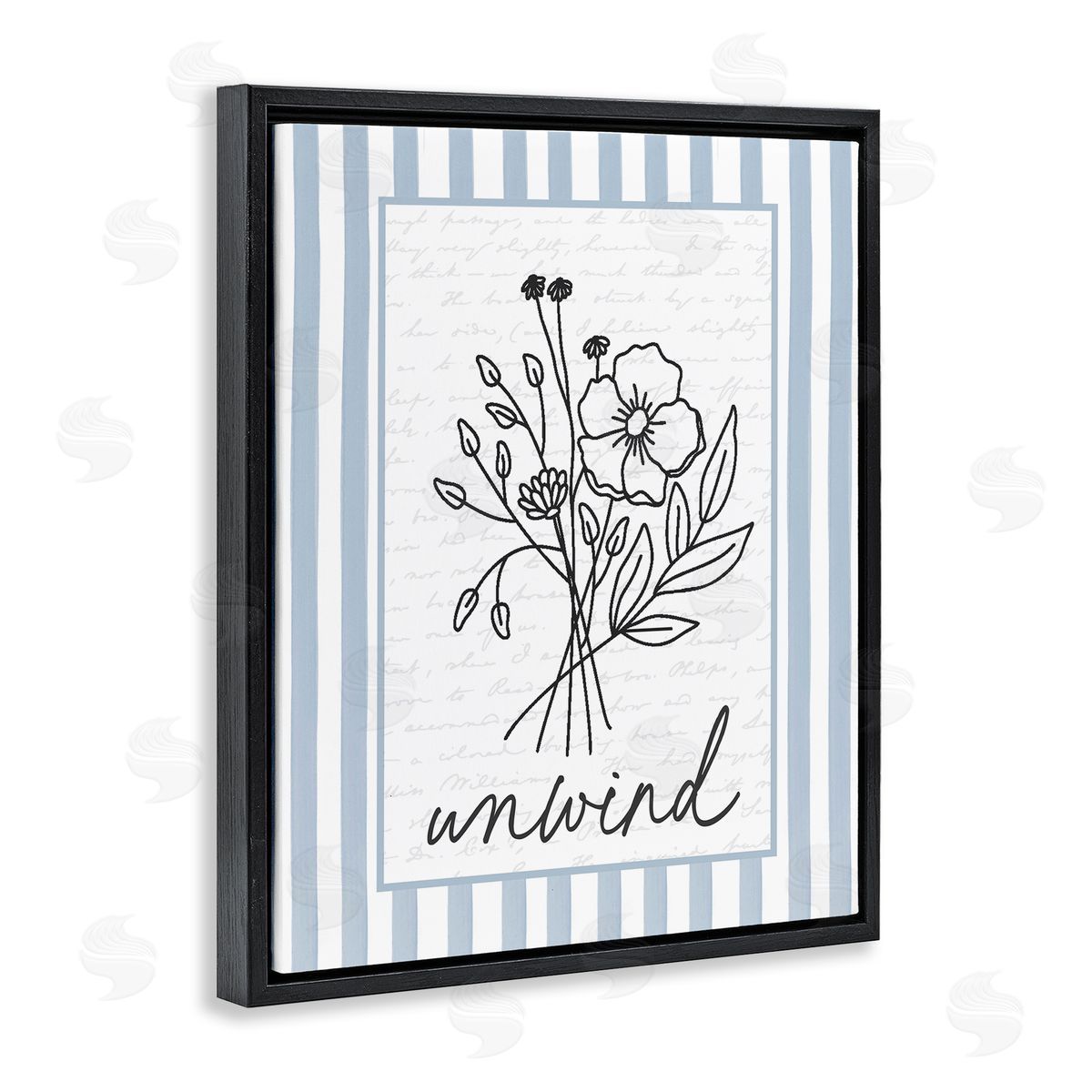 Lettered and Lined Unwind Striped Bath Flowers Canvas Wall Art Print