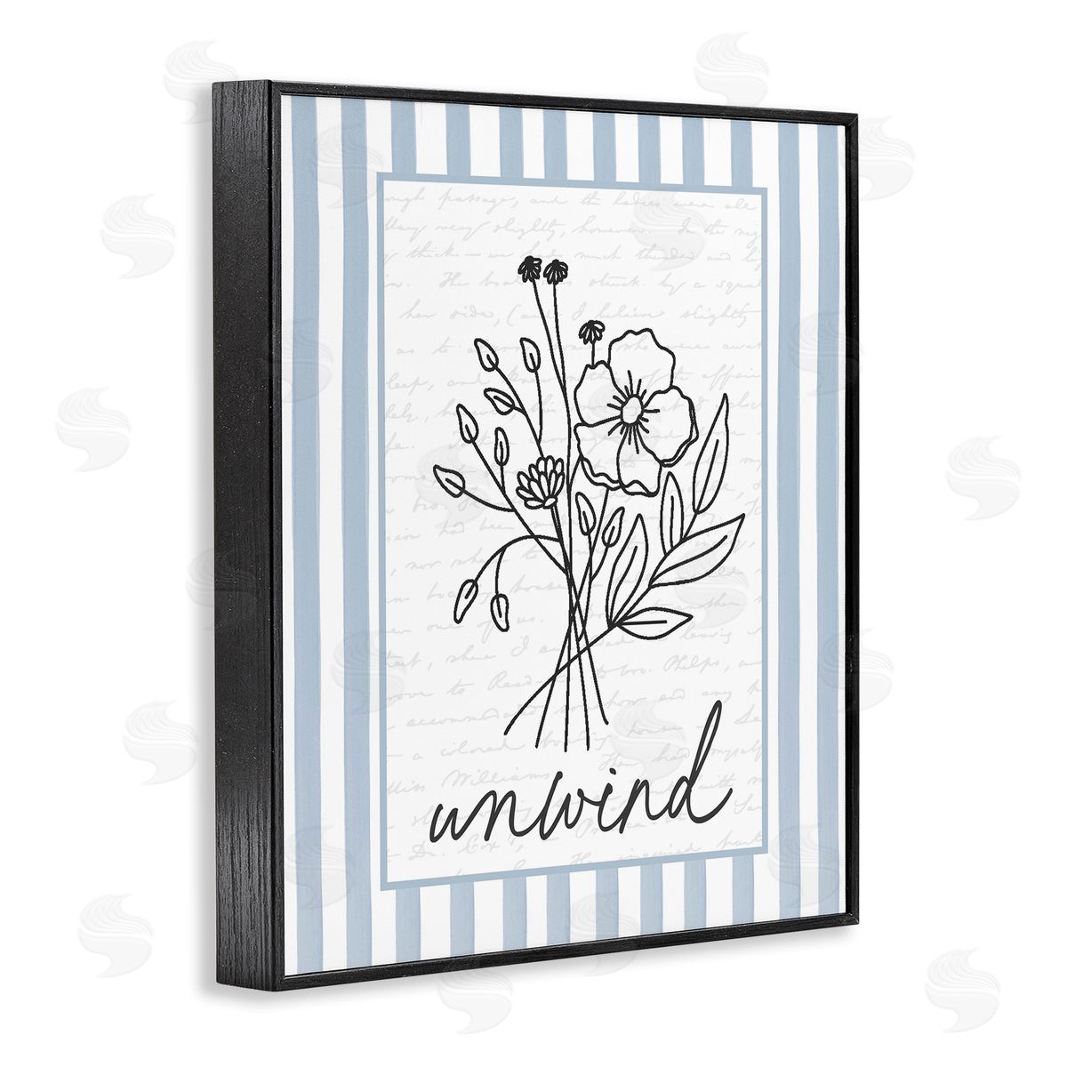 Lettered and Lined Unwind Striped Bath Flowers Canvas Wall Art Print