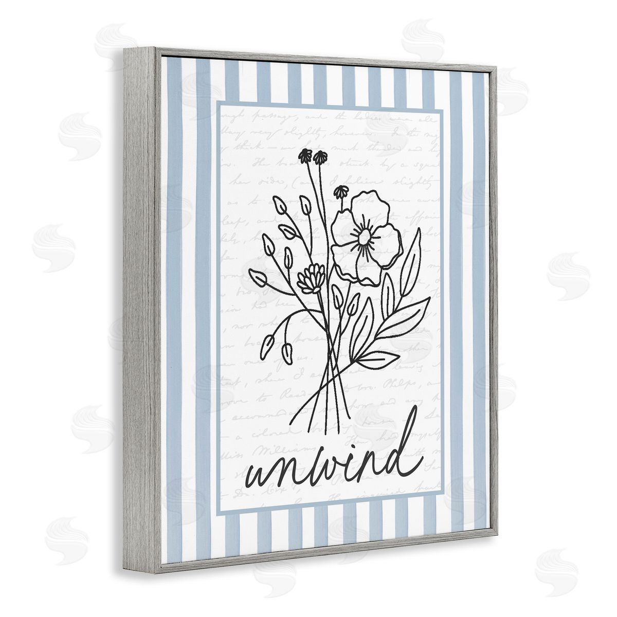 Lettered and Lined Unwind Striped Bath Flowers Canvas Wall Art Print