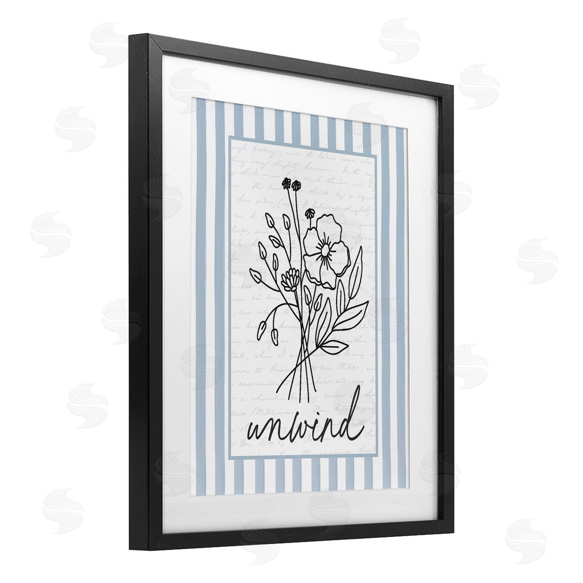 Lettered and Lined Unwind Striped Bath Flowers Canvas Wall Art Print