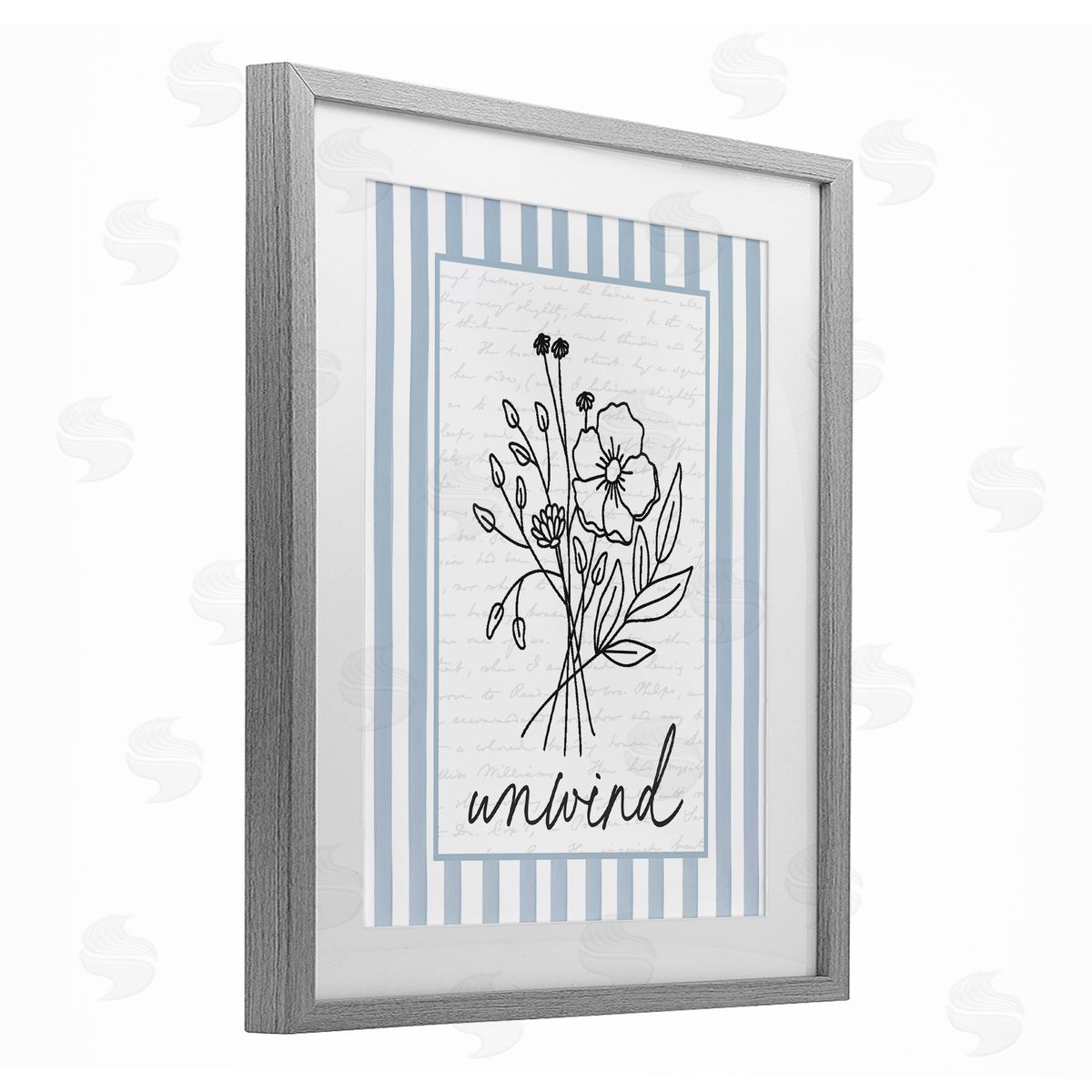 Lettered and Lined Unwind Striped Bath Flowers Canvas Wall Art Print
