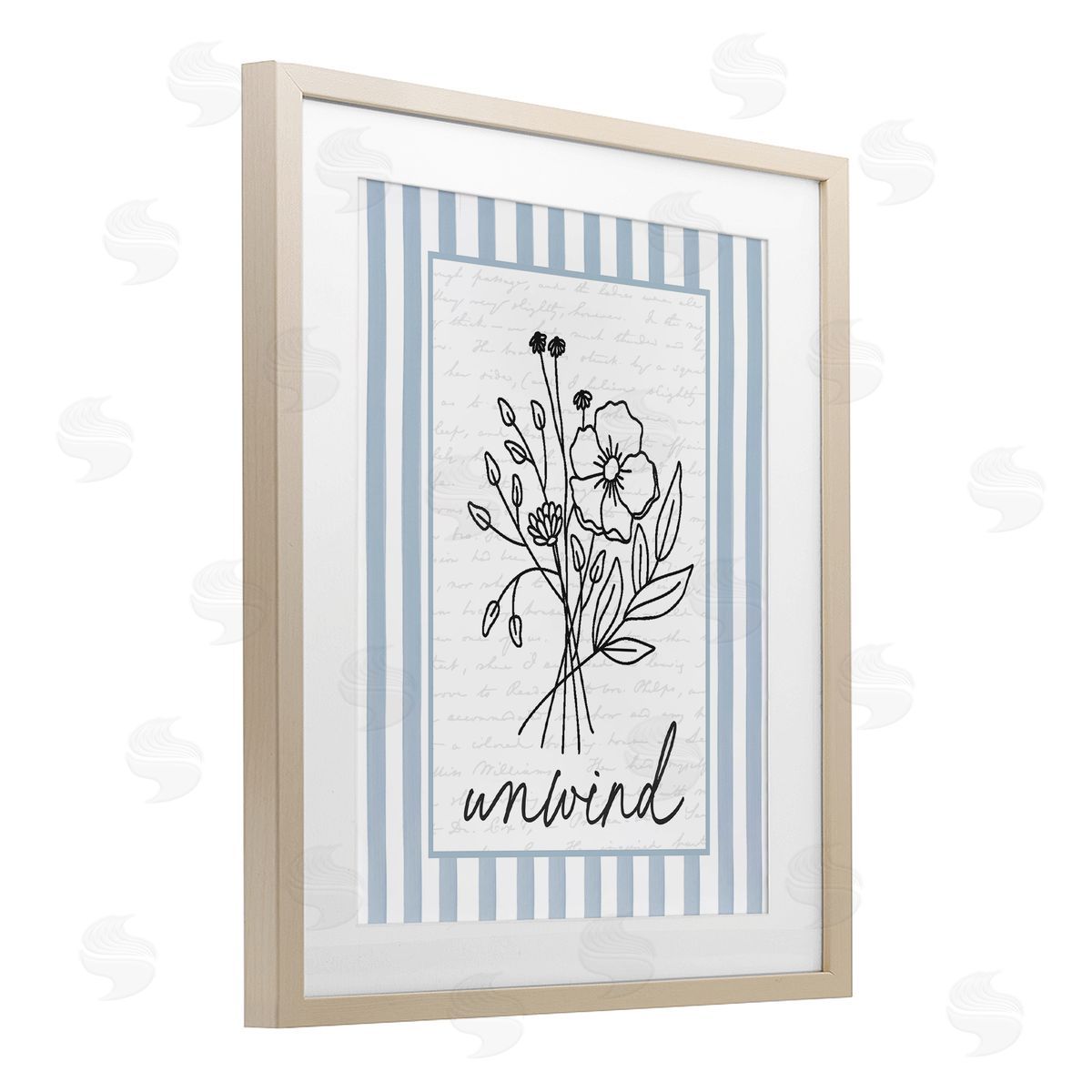 Lettered and Lined Unwind Striped Bath Flowers Canvas Wall Art Print