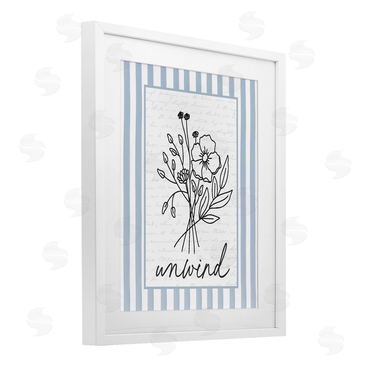 Lettered and Lined Unwind Striped Bath Flowers Canvas Wall Art Print