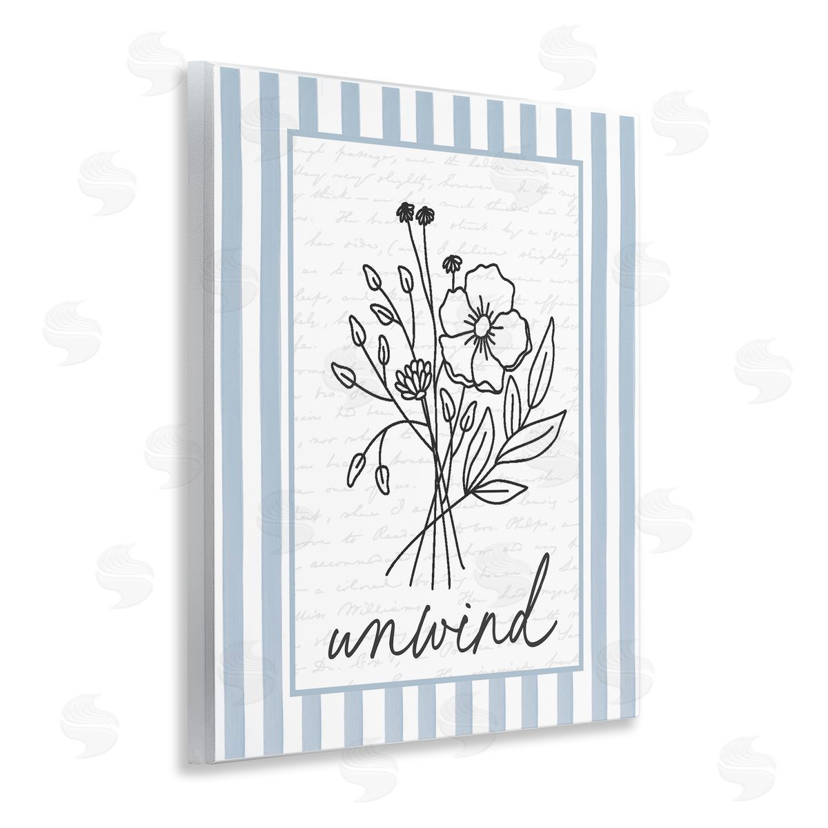 Lettered and Lined Unwind Striped Bath Flowers Canvas Wall Art Print