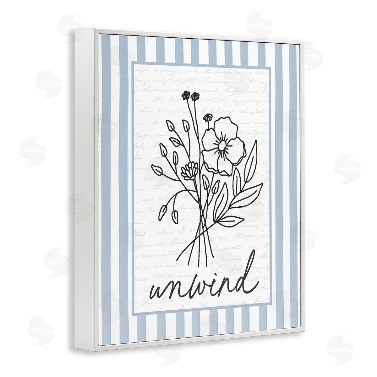 Lettered and Lined Unwind Striped Bath Flowers Canvas Wall Art Print