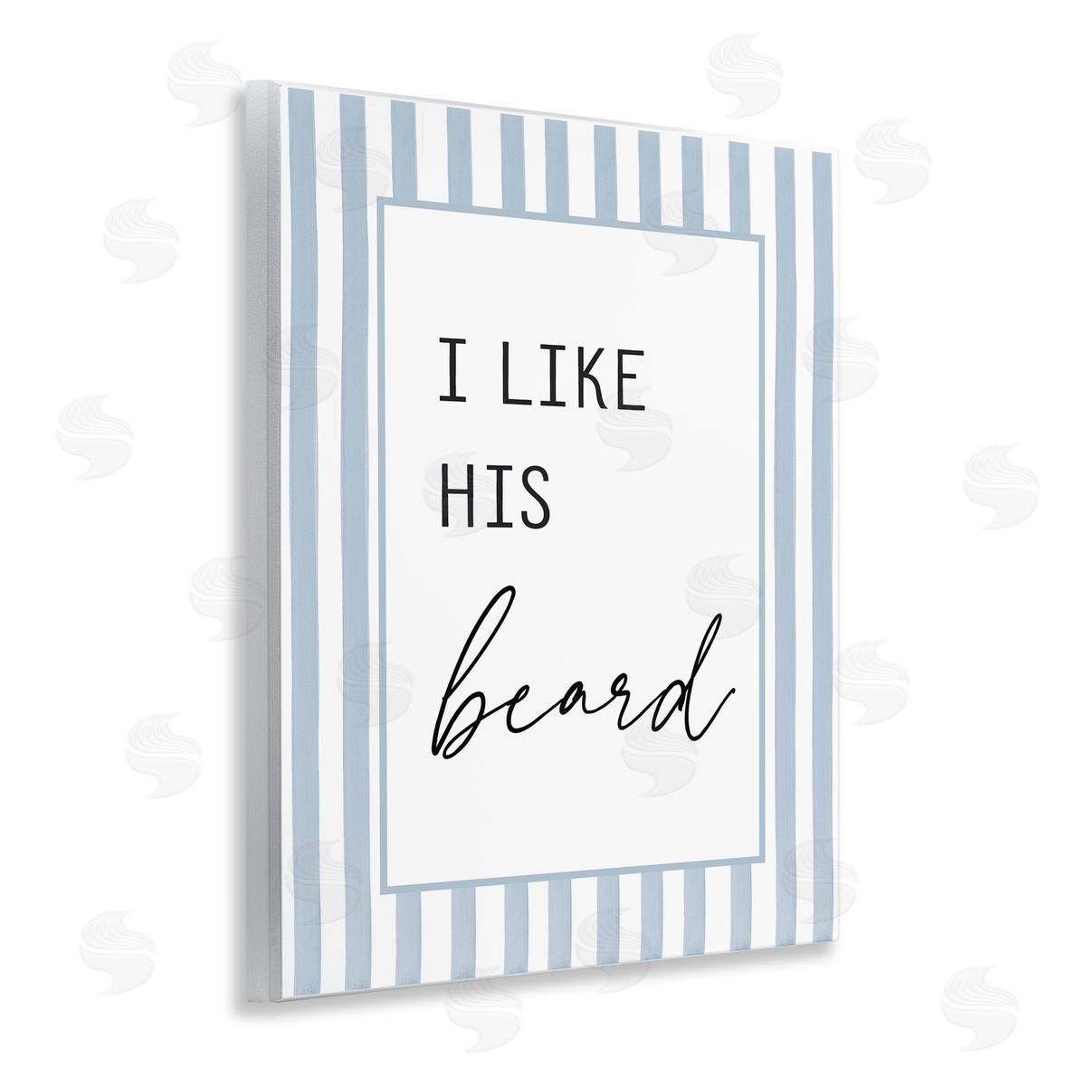Lettered and Lined I Like His Beard Stripes Canvas Wall Art Print