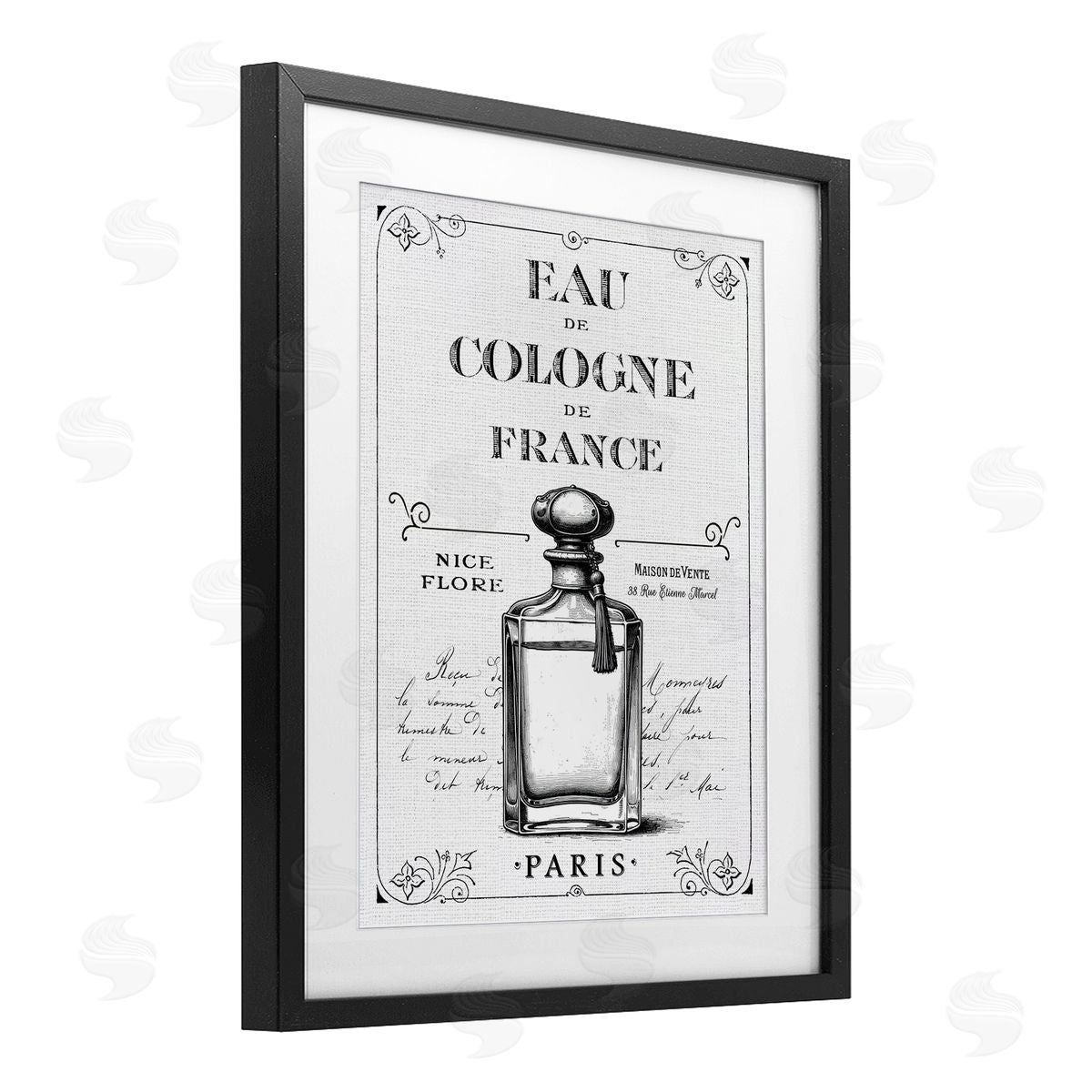Lettered and Lined Vintage French Cologne Canvas Wall Art Print