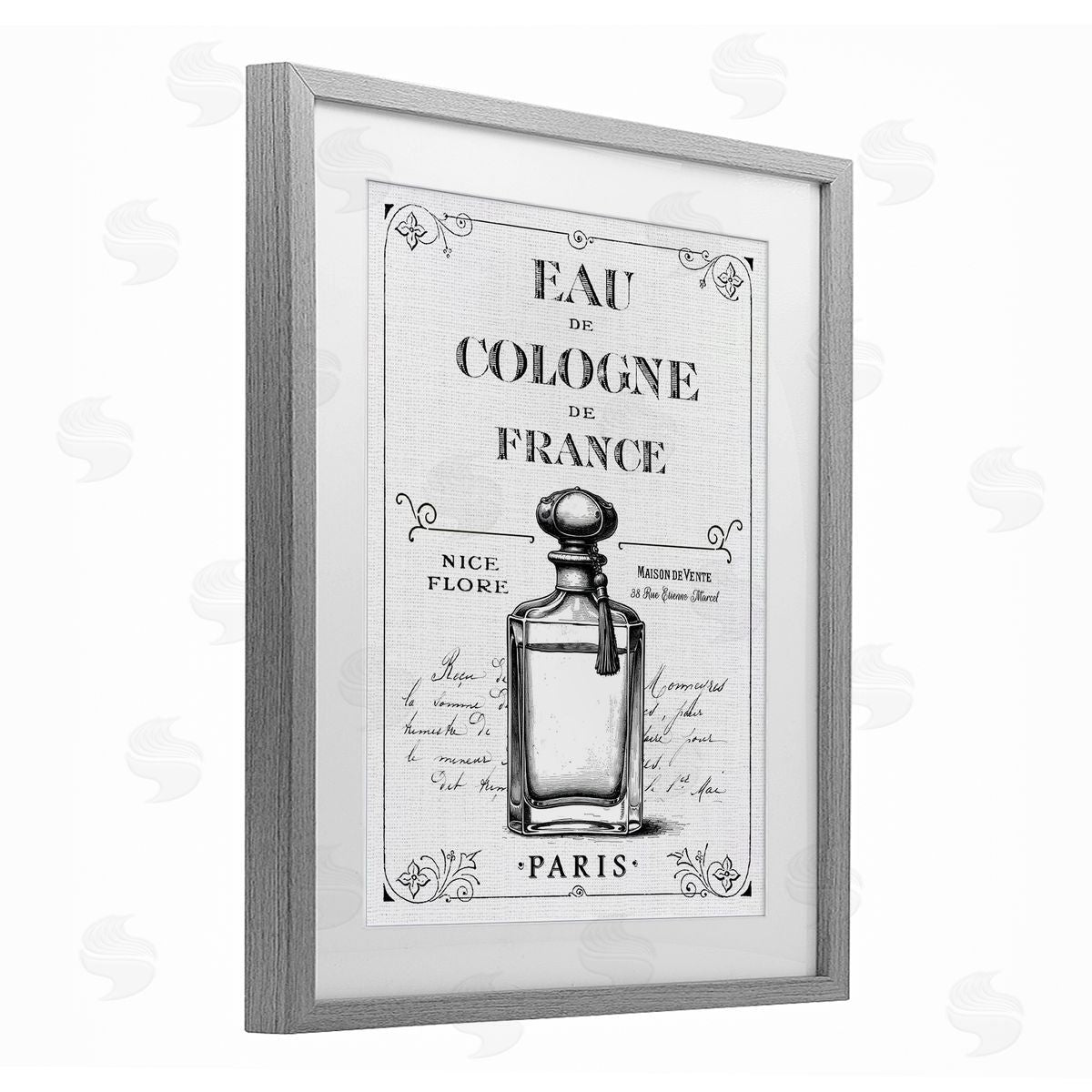 Lettered and Lined Vintage French Cologne Canvas Wall Art Print