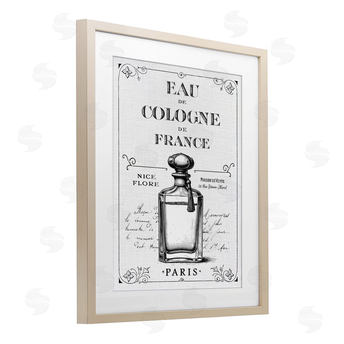 Lettered and Lined Vintage French Cologne Canvas Wall Art Print