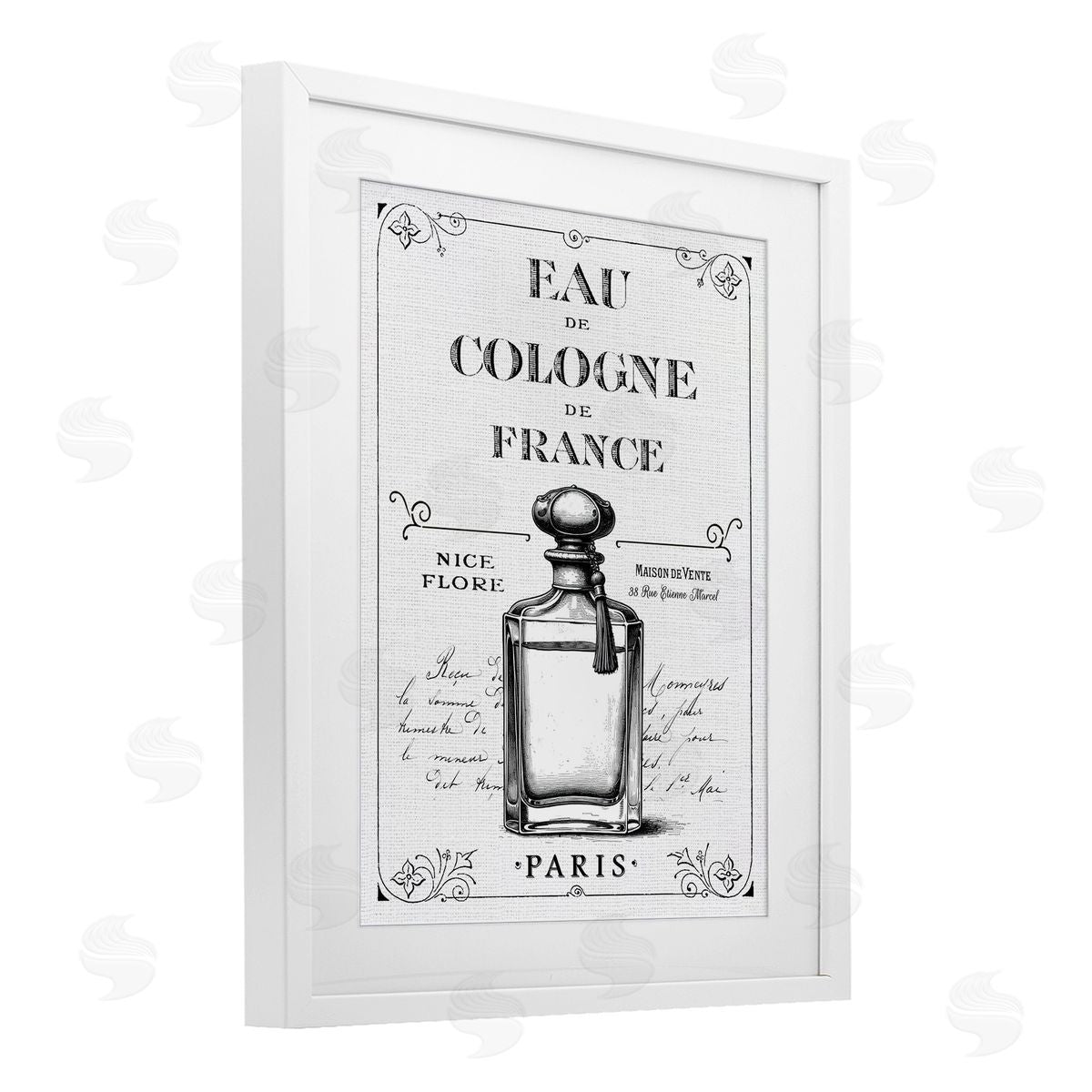 Lettered and Lined Vintage French Cologne Canvas Wall Art Print