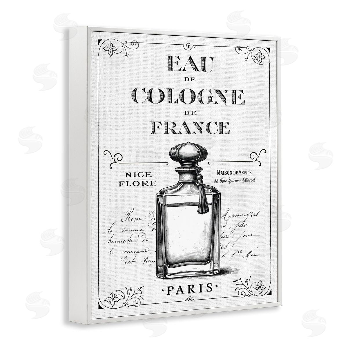 Lettered and Lined Vintage French Cologne Canvas Wall Art Print
