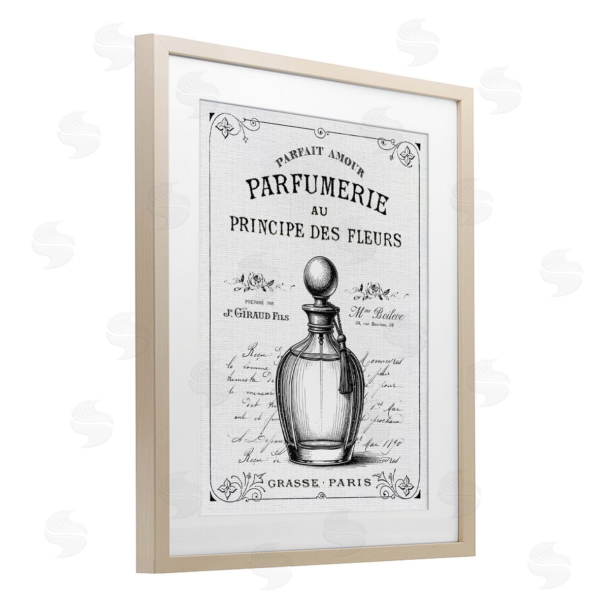 Lettered and Lined Vintage French Perfume Canvas Wall Art Print