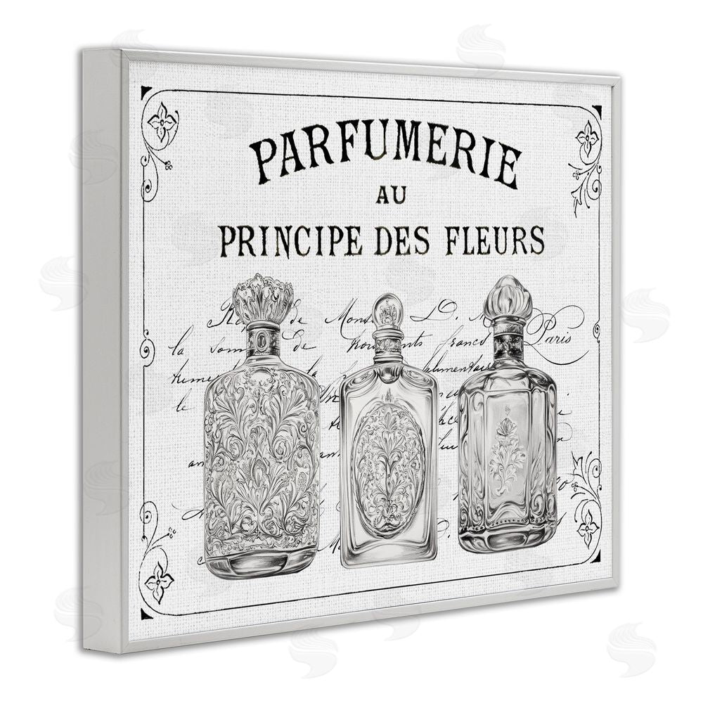 Lettered and Lined Vintage French Perfumery White Frame Giclee Art Print