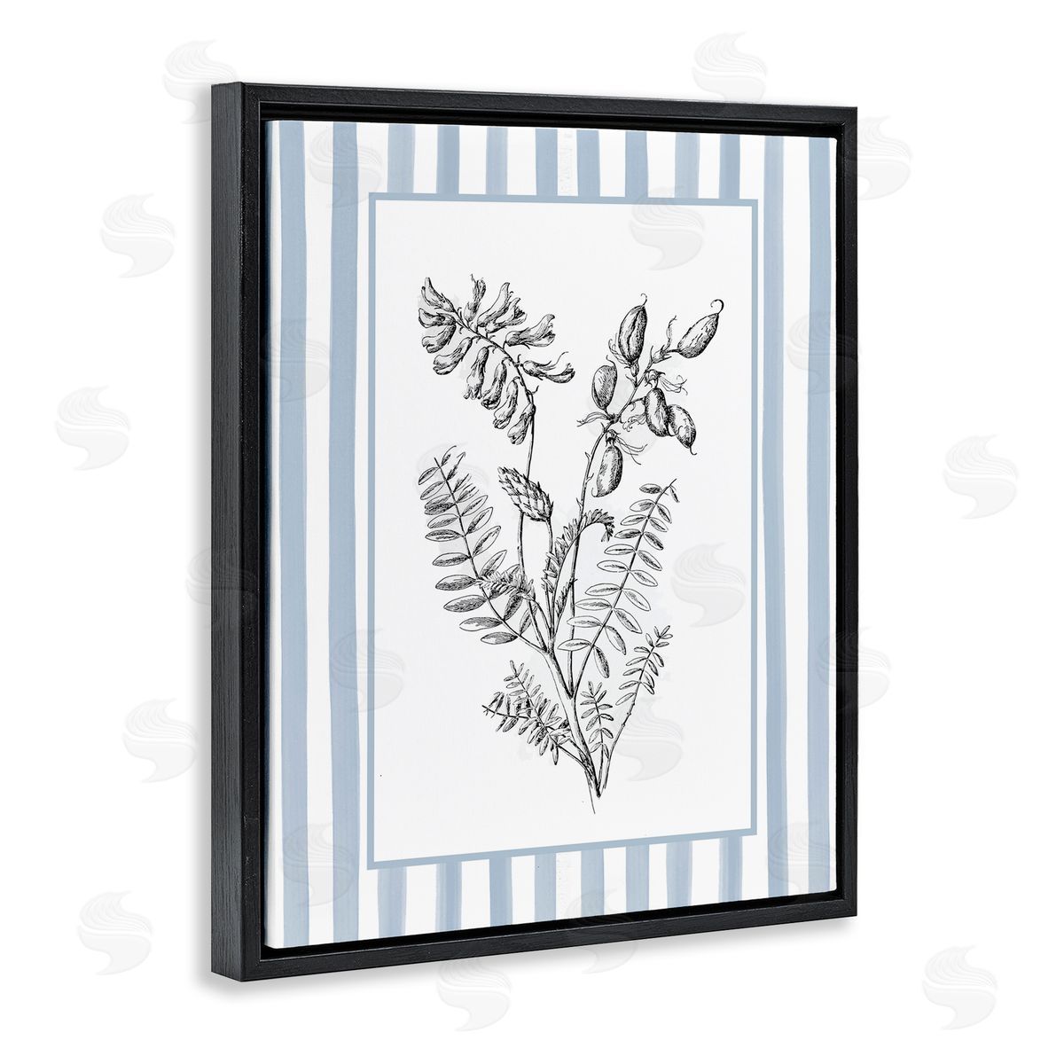 Lettered and Lined Herbs with Striped Border Canvas Wall Art Print
