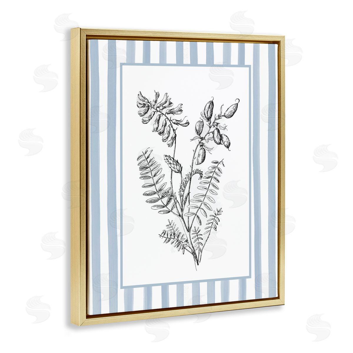 Lettered and Lined Herbs with Striped Border Canvas Wall Art Print