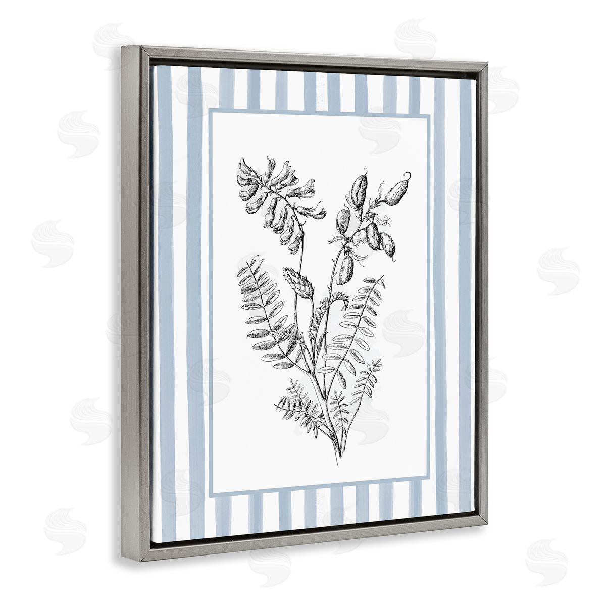Lettered and Lined Herbs with Striped Border Canvas Wall Art Print