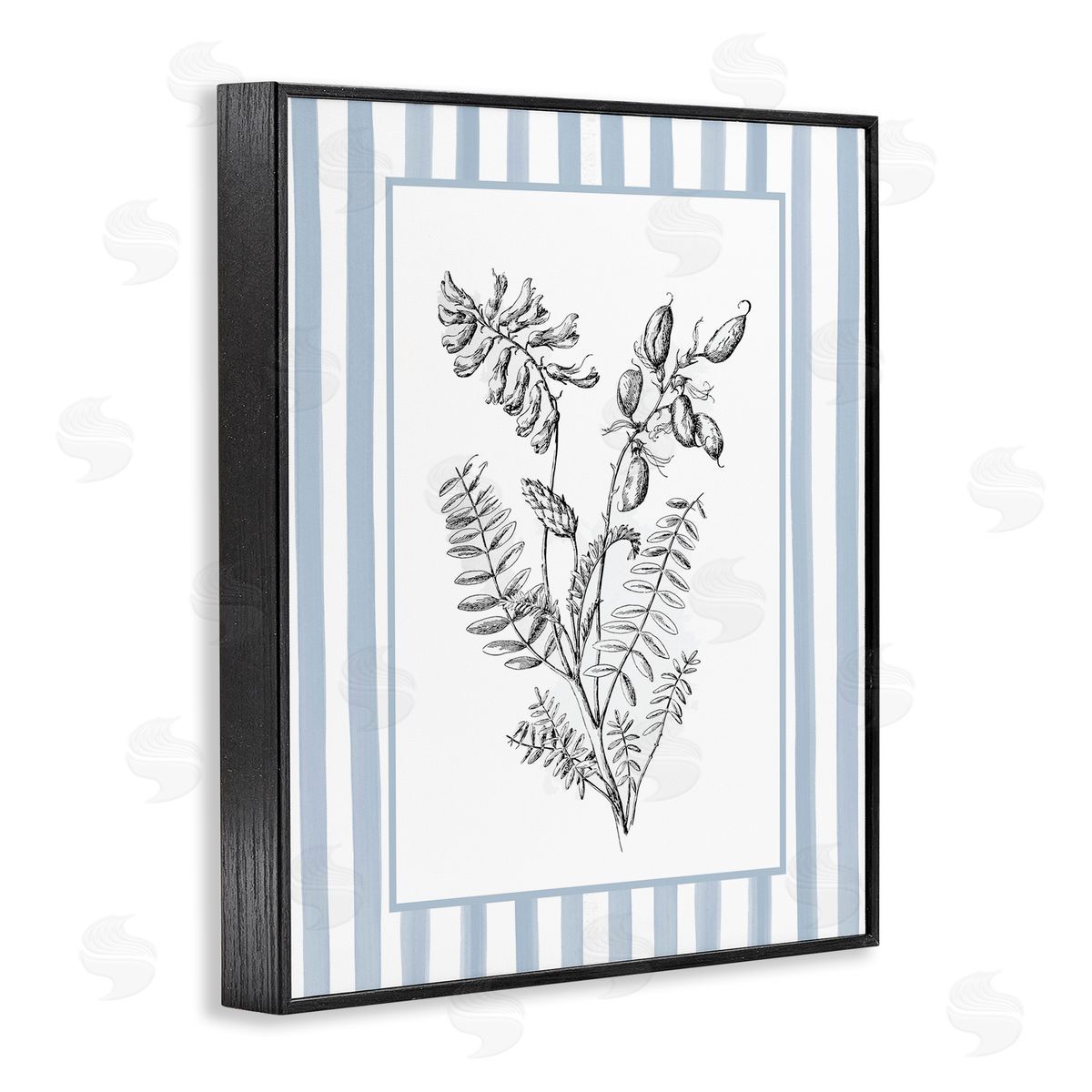 Lettered and Lined Herbs with Striped Border Canvas Wall Art Print