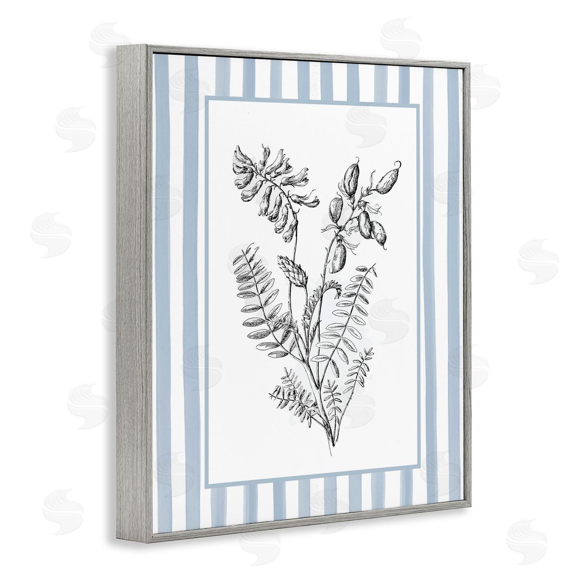 Lettered and Lined Herbs with Striped Border Canvas Wall Art Print