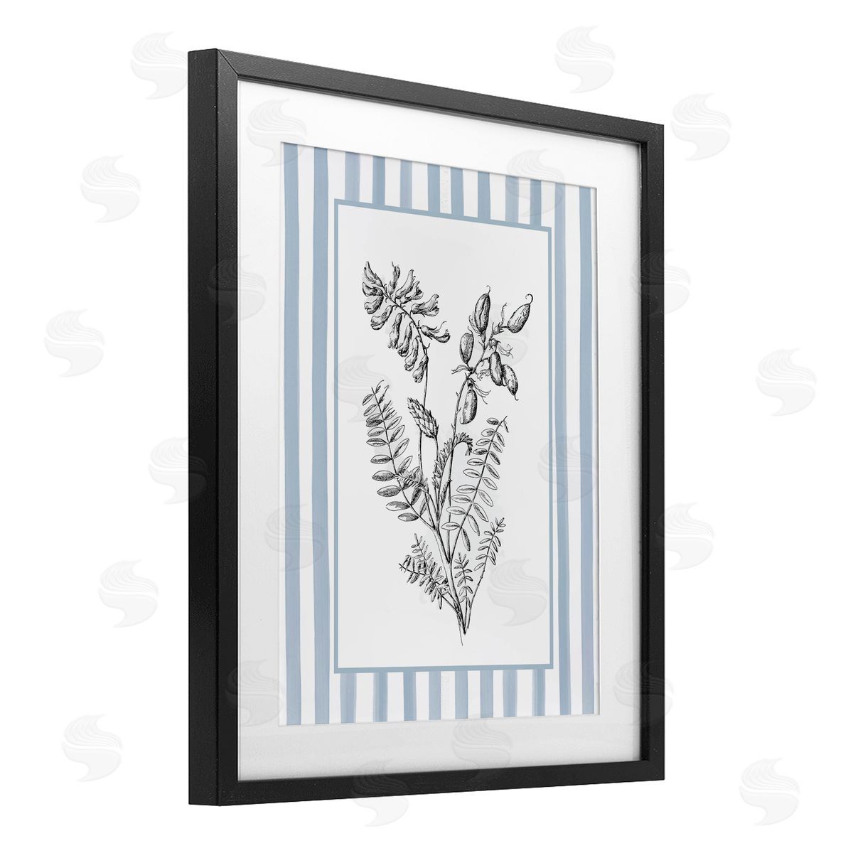 Lettered and Lined Herbs with Striped Border Canvas Wall Art Print