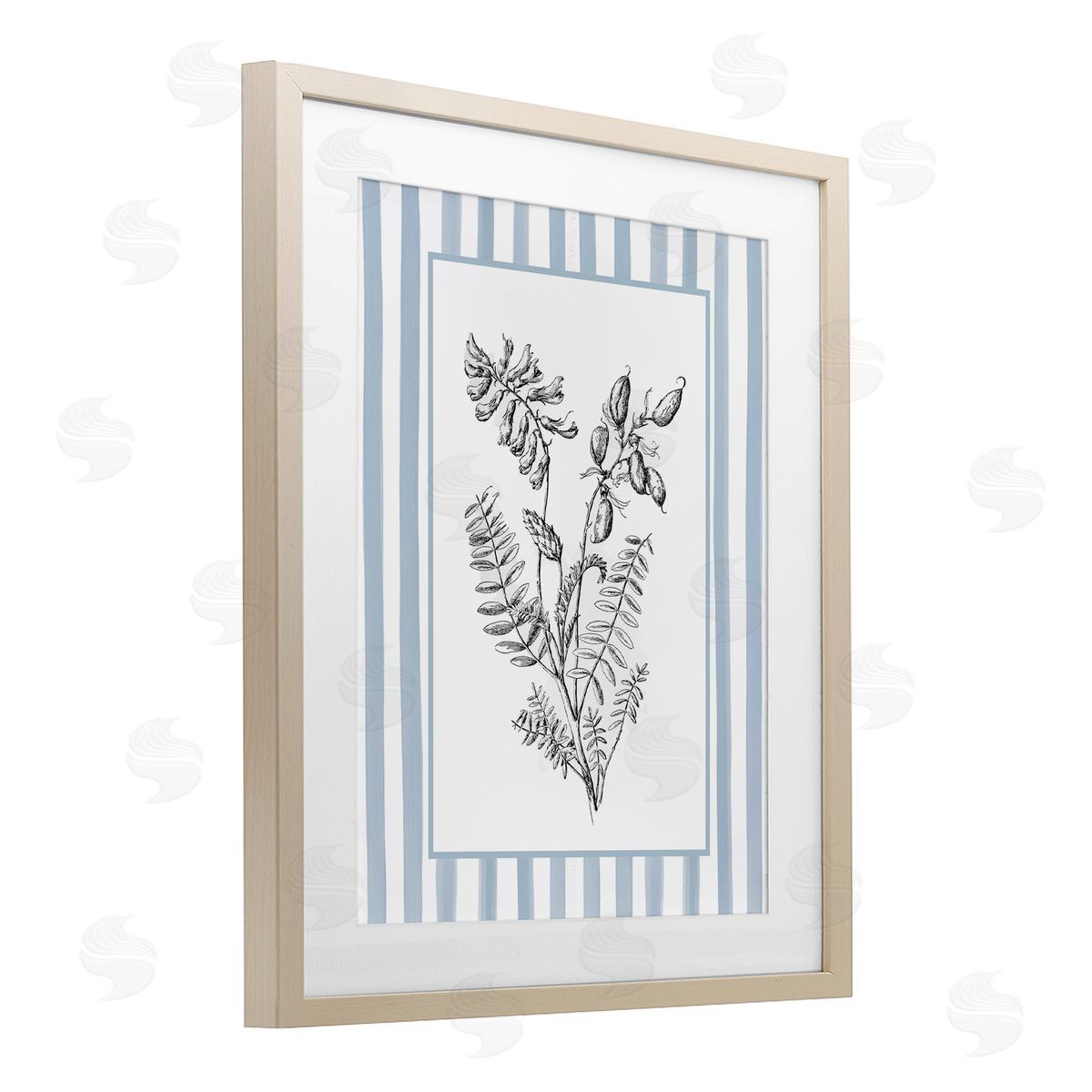 Lettered and Lined Herbs with Striped Border Canvas Wall Art Print