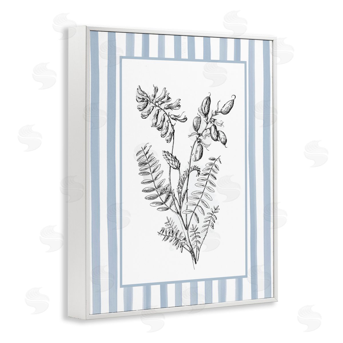 Lettered and Lined Herbs with Striped Border Canvas Wall Art Print