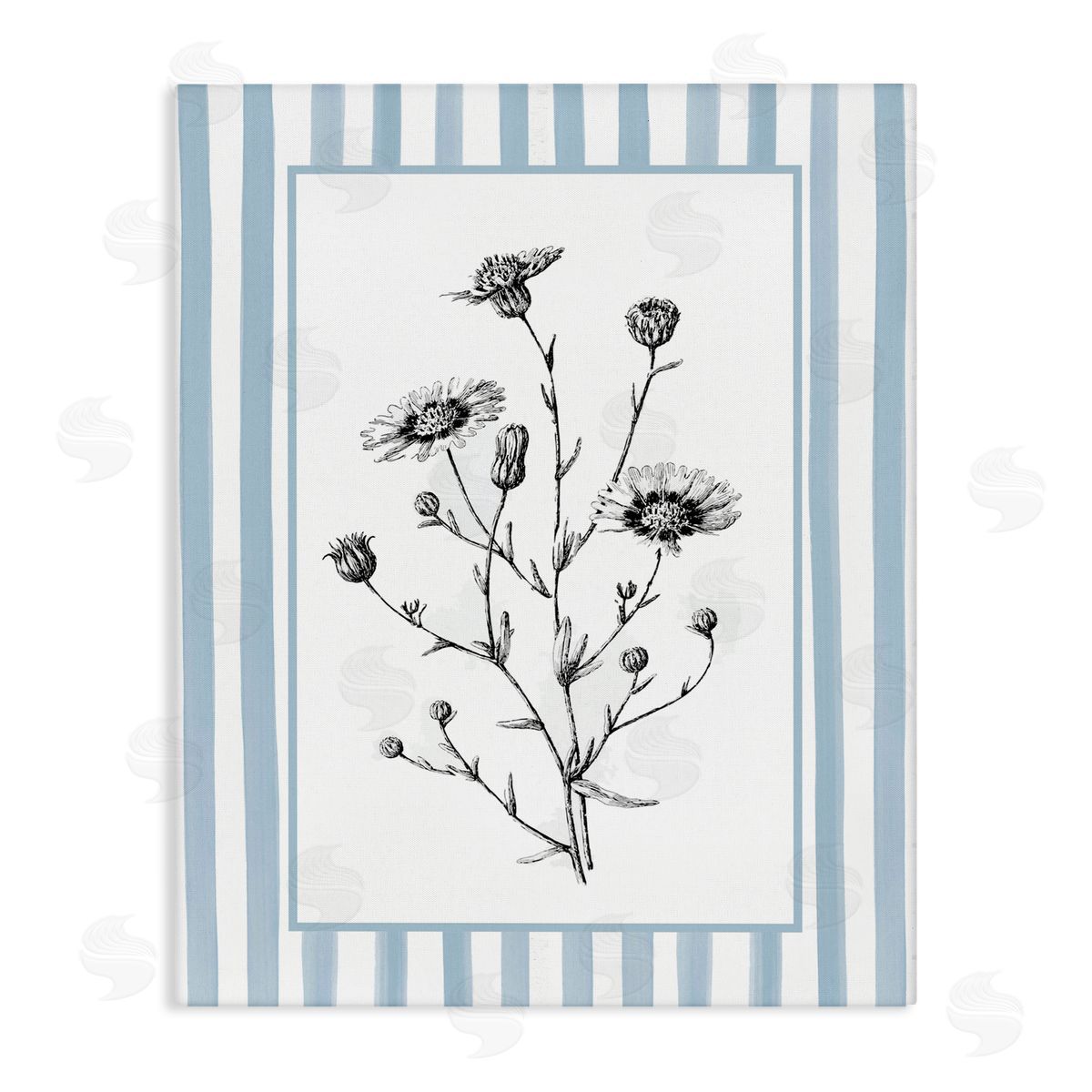 Lettered and Lined Herbs in Striped Border Canvas Wall Art Print