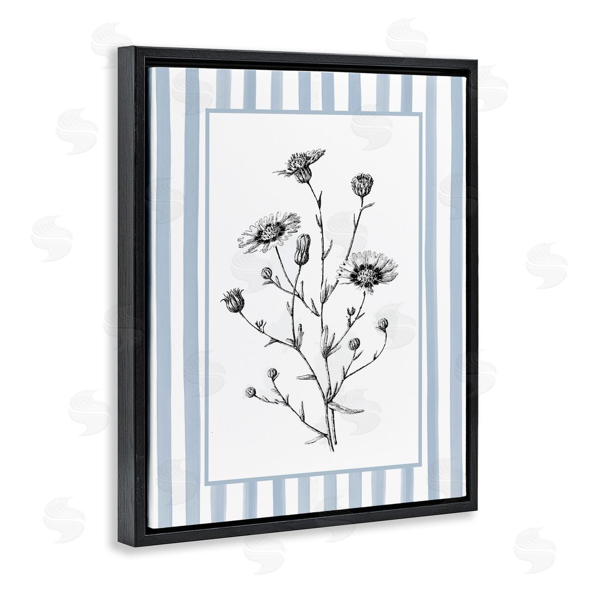 Lettered and Lined Herbs in Striped Border Canvas Wall Art Print