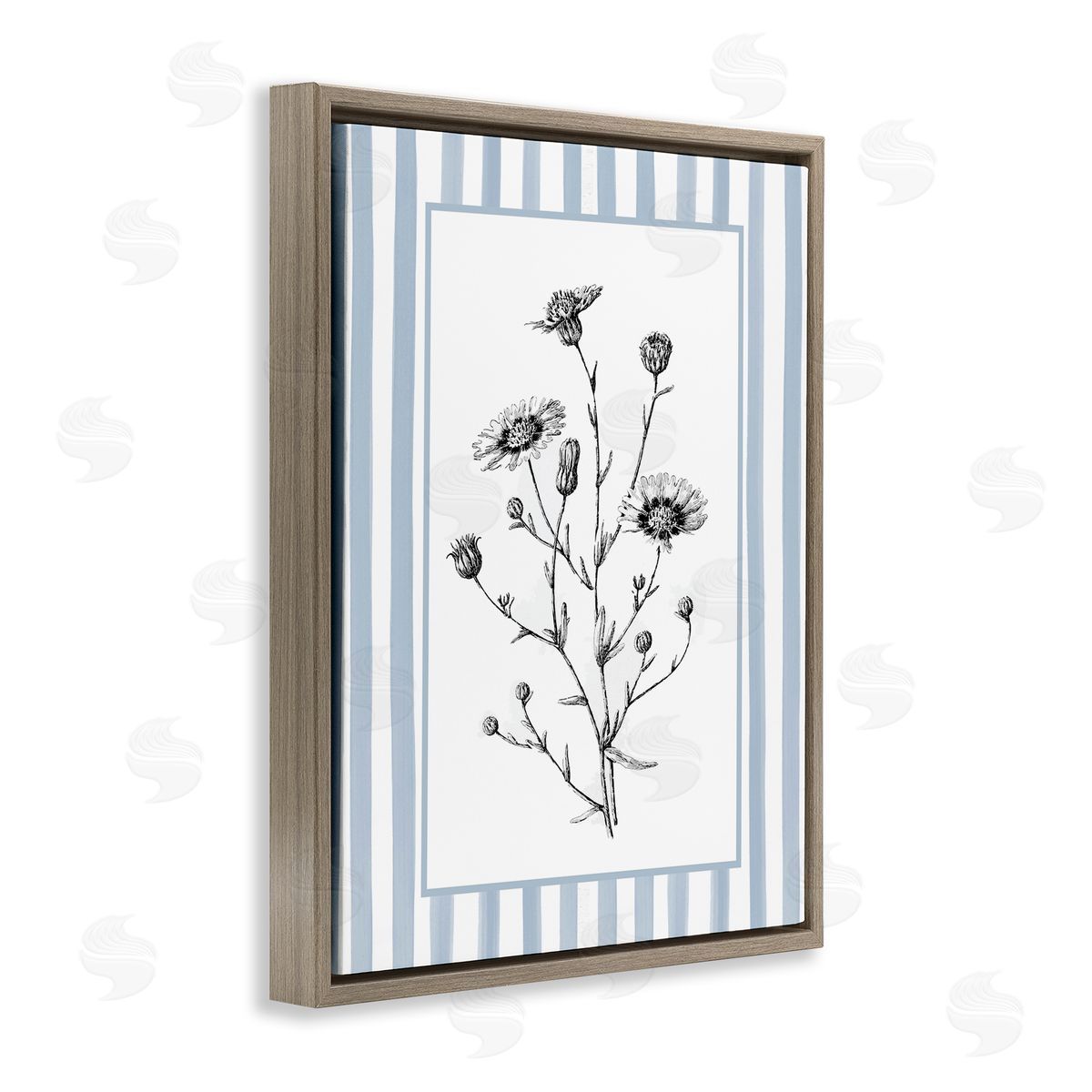 Lettered and Lined Herbs in Striped Border Canvas Wall Art Print