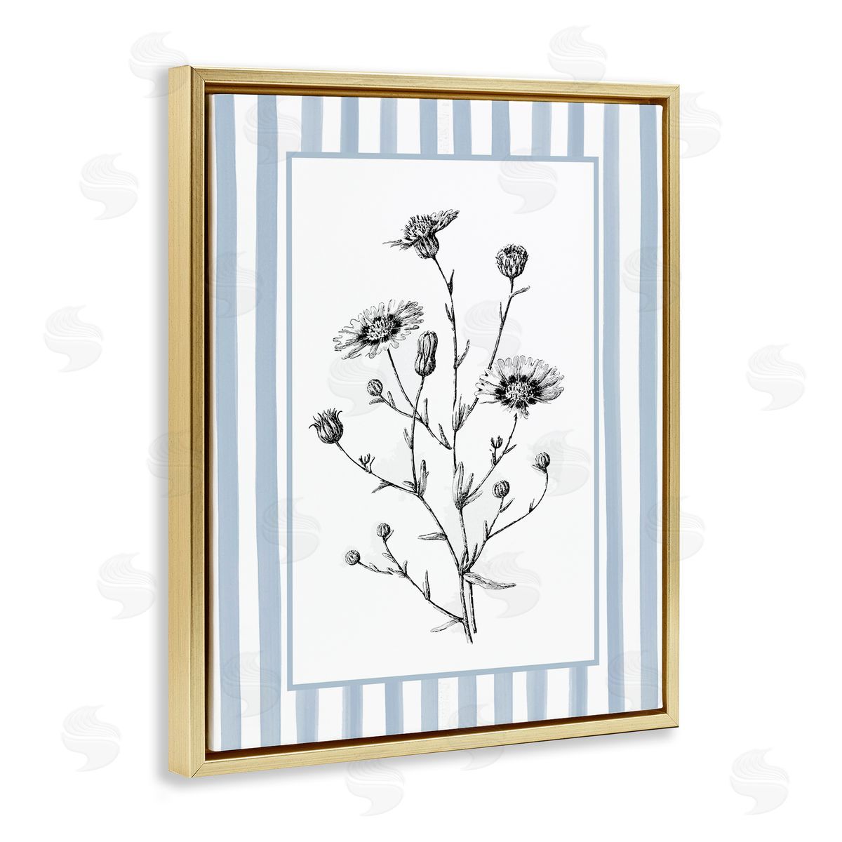 Lettered and Lined Herbs in Striped Border Canvas Wall Art Print