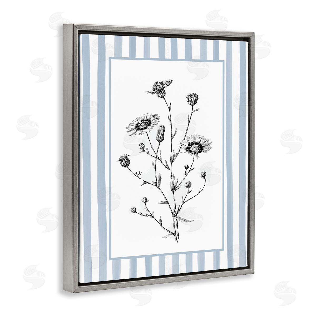 Lettered and Lined Herbs in Striped Border Canvas Wall Art Print
