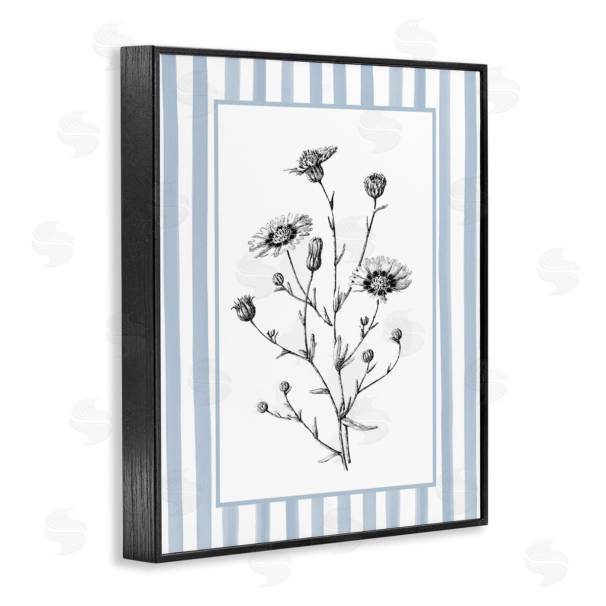 Lettered and Lined Herbs in Striped Border Canvas Wall Art Print