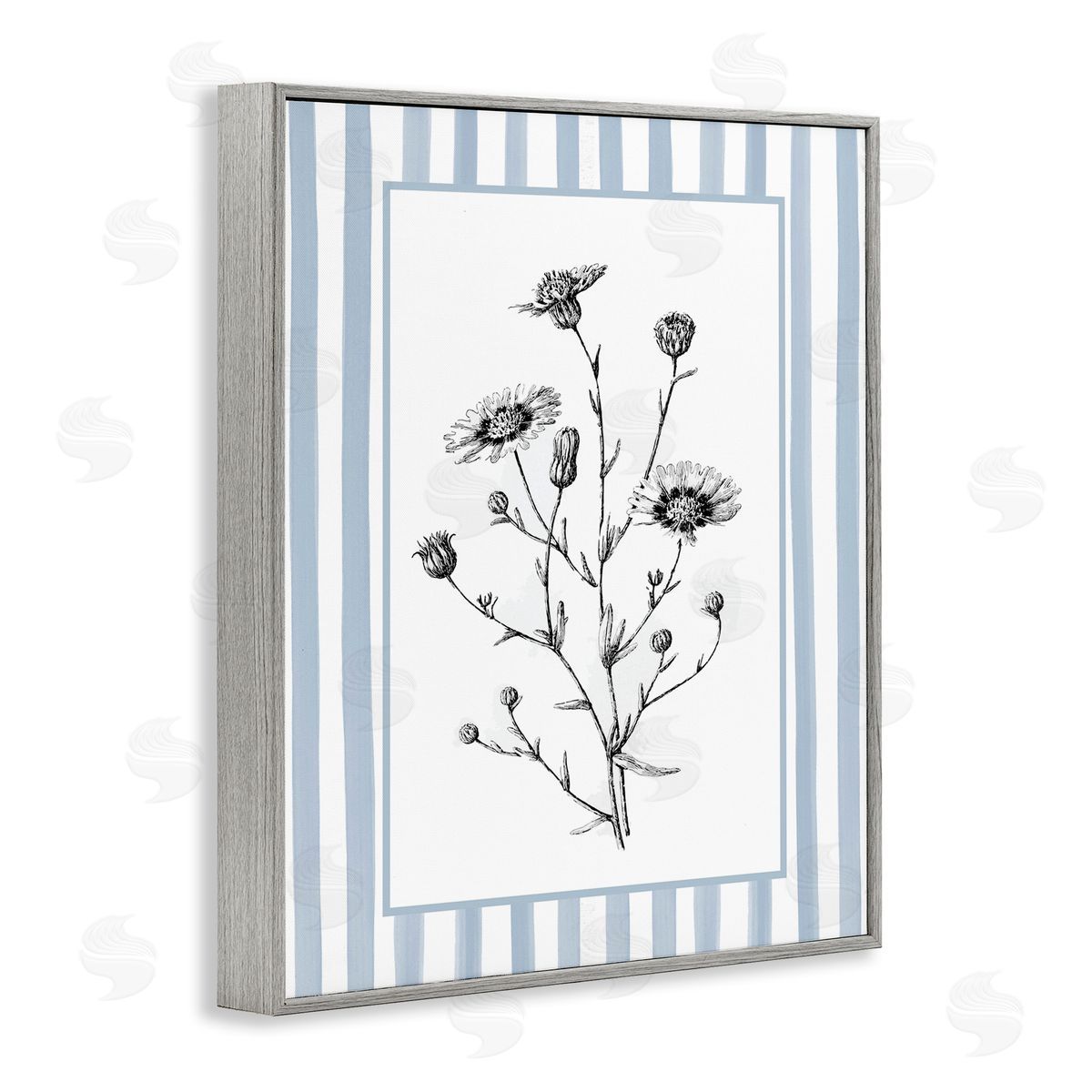 Lettered and Lined Herbs in Striped Border Canvas Wall Art Print