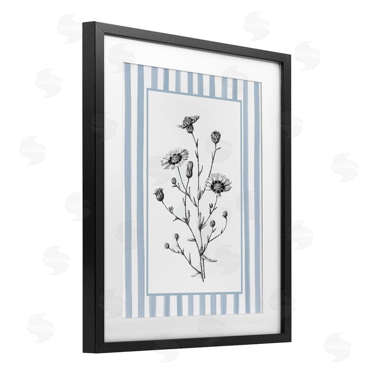 Lettered and Lined Herbs in Striped Border Canvas Wall Art Print