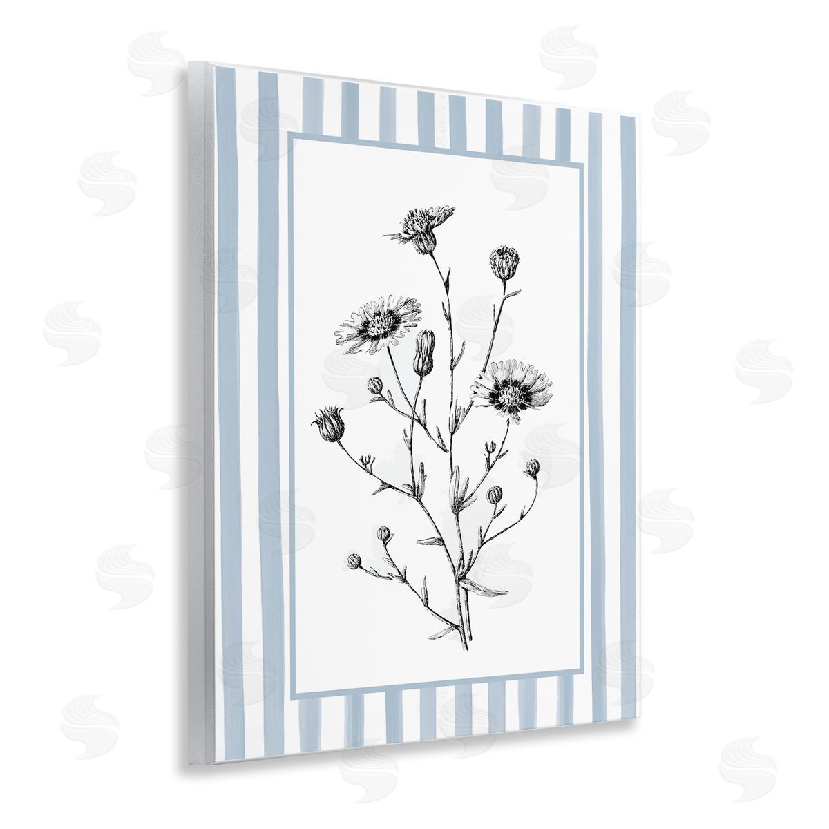 Lettered and Lined Herbs in Striped Border Canvas Wall Art Print