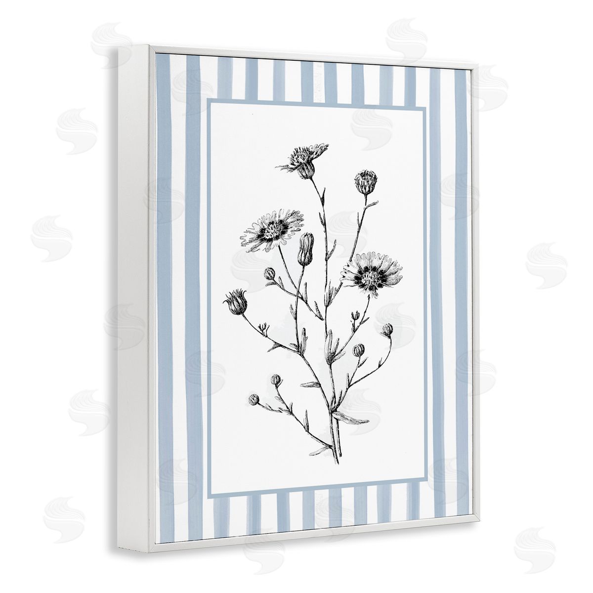 Lettered and Lined Herbs in Striped Border Canvas Wall Art Print