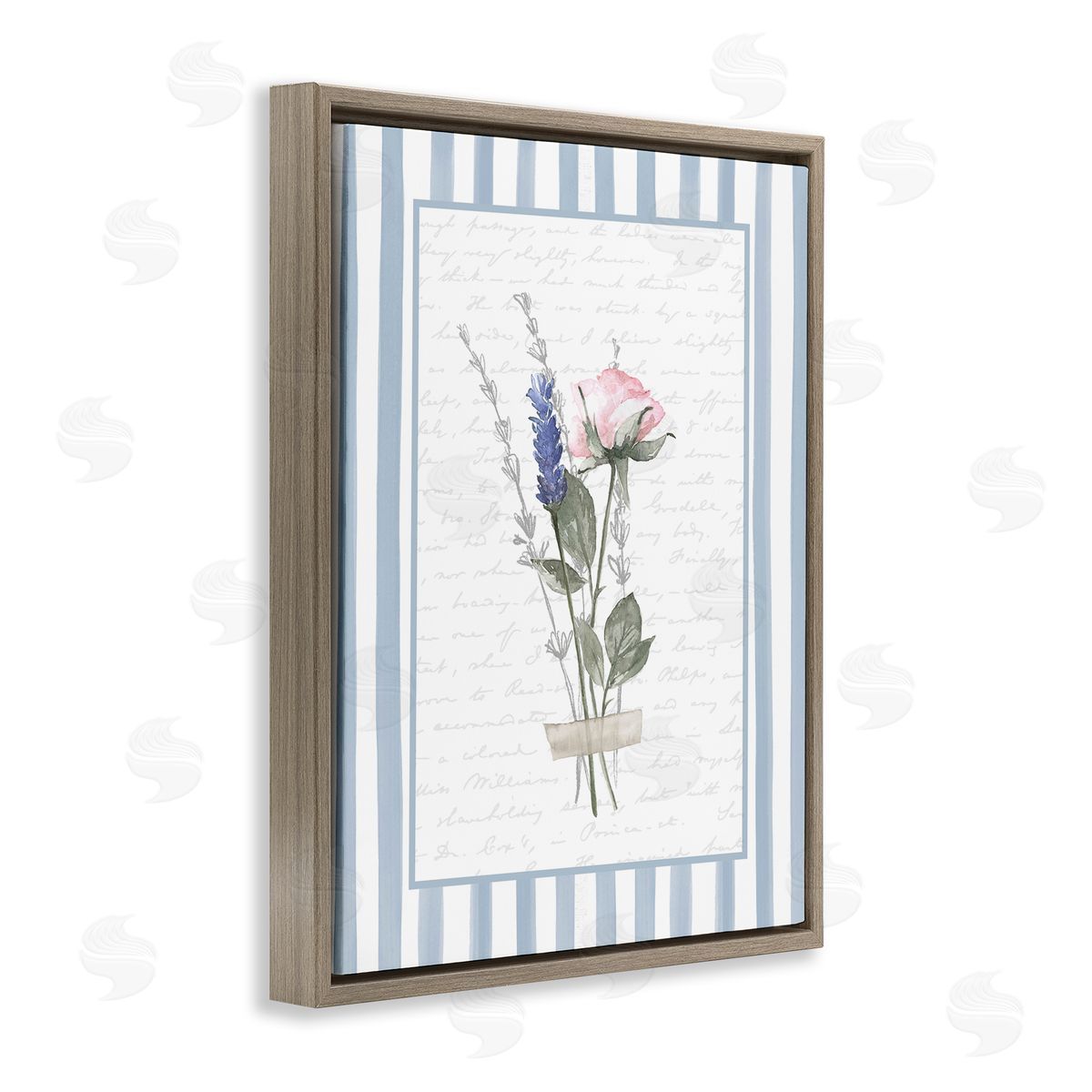 Lettered and Lined Delicate Herbs Sketch Canvas Wall Art Print