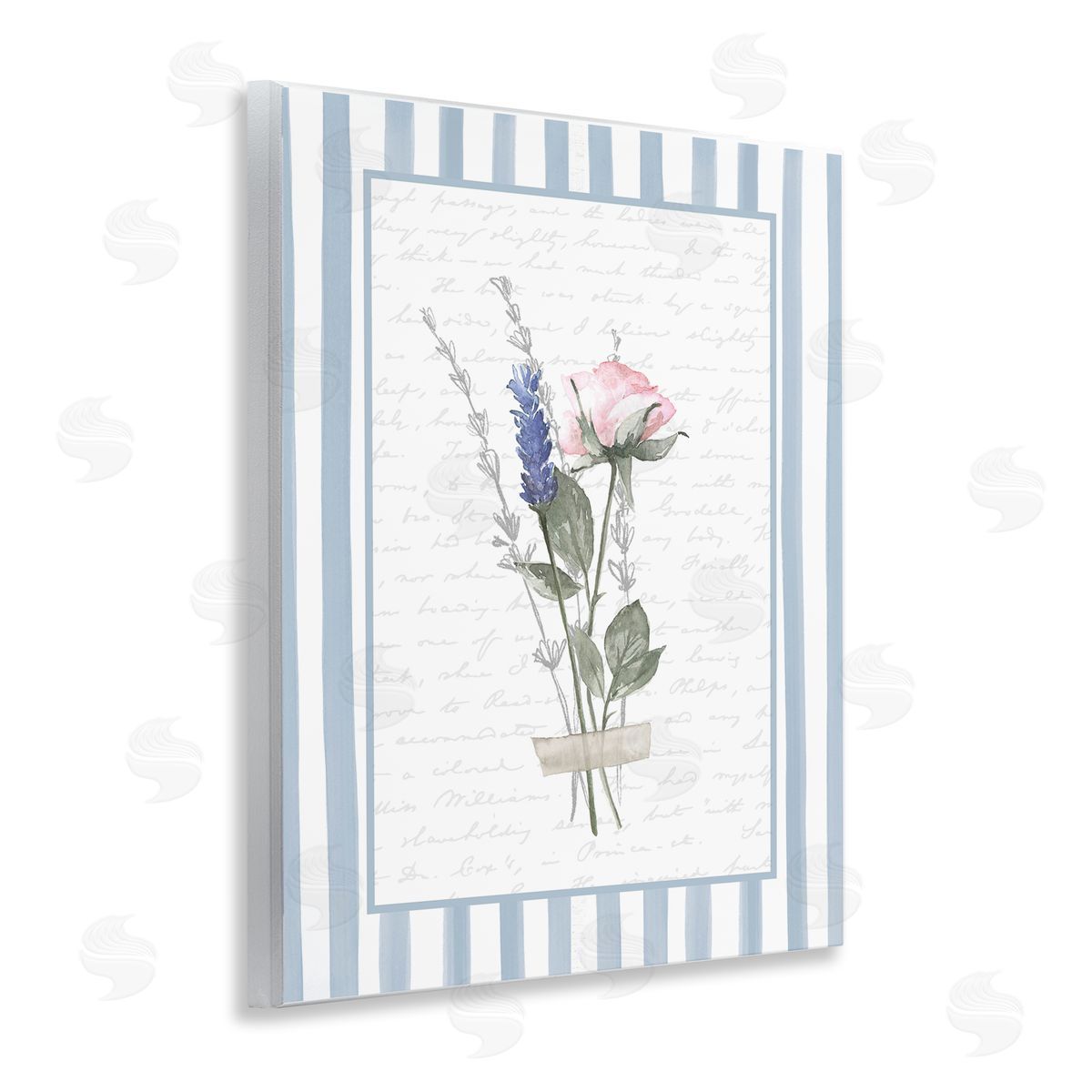 Lettered and Lined Delicate Herbs Sketch Canvas Wall Art Print