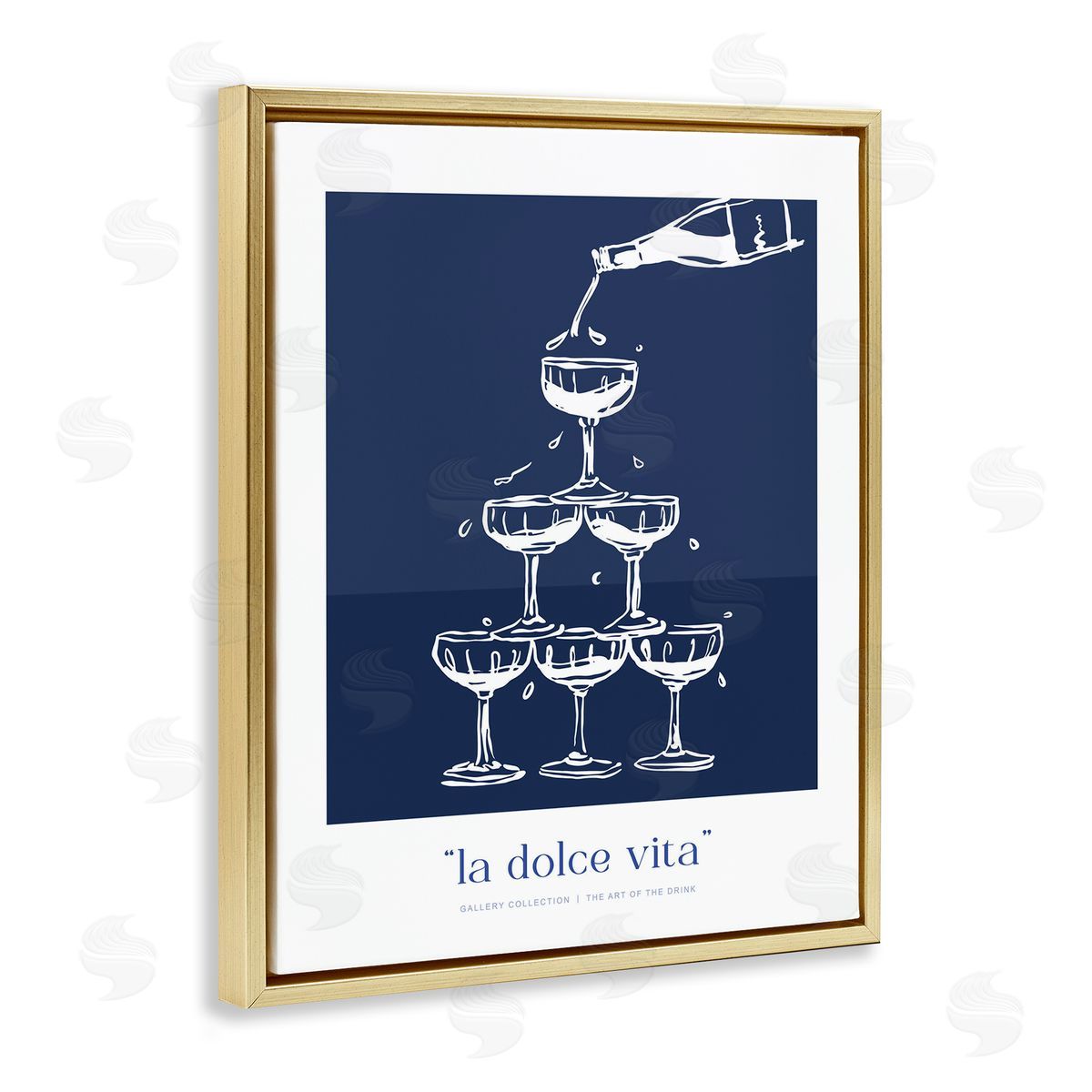 Lettered and Lined Navy Champagne Tower Canvas Wall Art Print