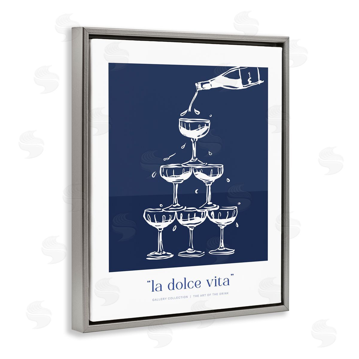 Lettered and Lined Navy Champagne Tower Canvas Wall Art Print