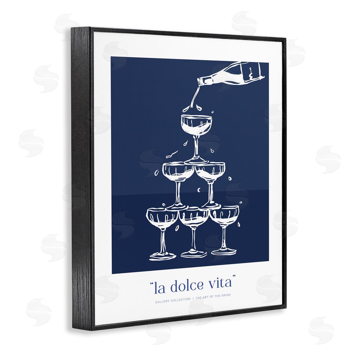 Lettered and Lined Navy Champagne Tower Canvas Wall Art Print