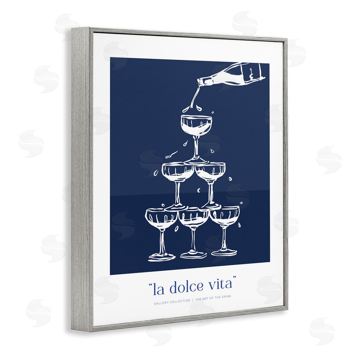 Lettered and Lined Navy Champagne Tower Canvas Wall Art Print