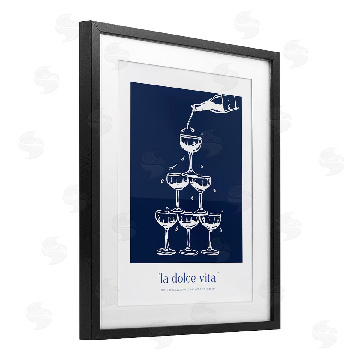 Lettered and Lined Navy Champagne Tower Canvas Wall Art Print